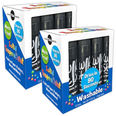 Kwik Stix Solid Tempera Paint Sticks, Single Color Pack, Black, 24PK TPG-60010